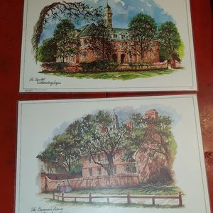 2 Vintage Plastic Place Mats from Williamsburg Virginia Very Hard to Find!